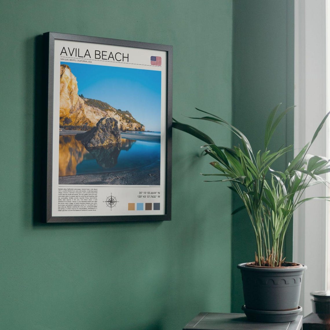Avila Beach California Golden Cliffs Mirror Reflection Coast Poster - Image 3