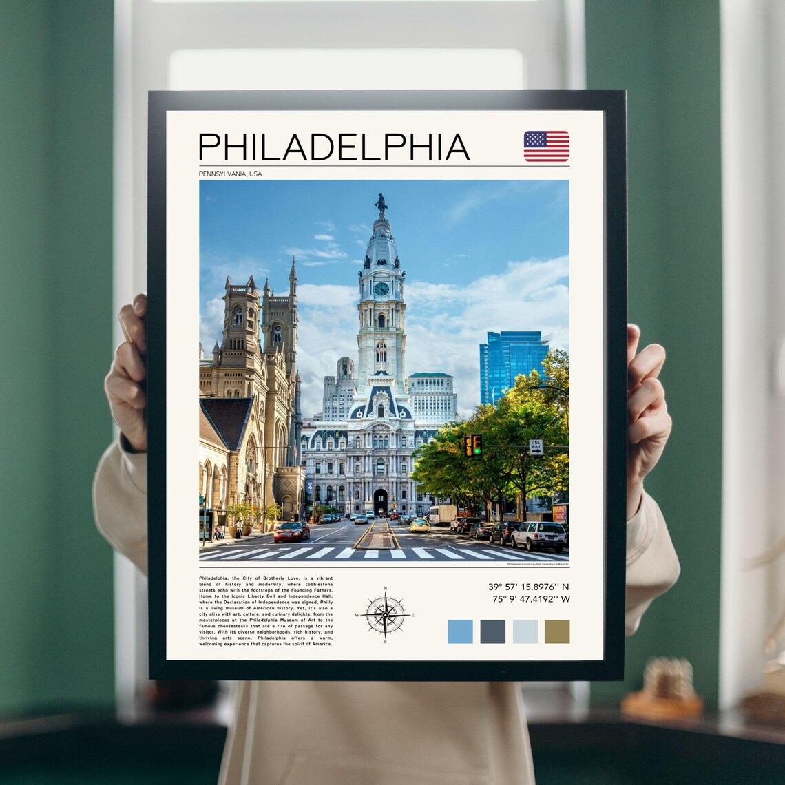 Philadelphia Pennsylvania City Hall Historic Street View Poster - Image 4