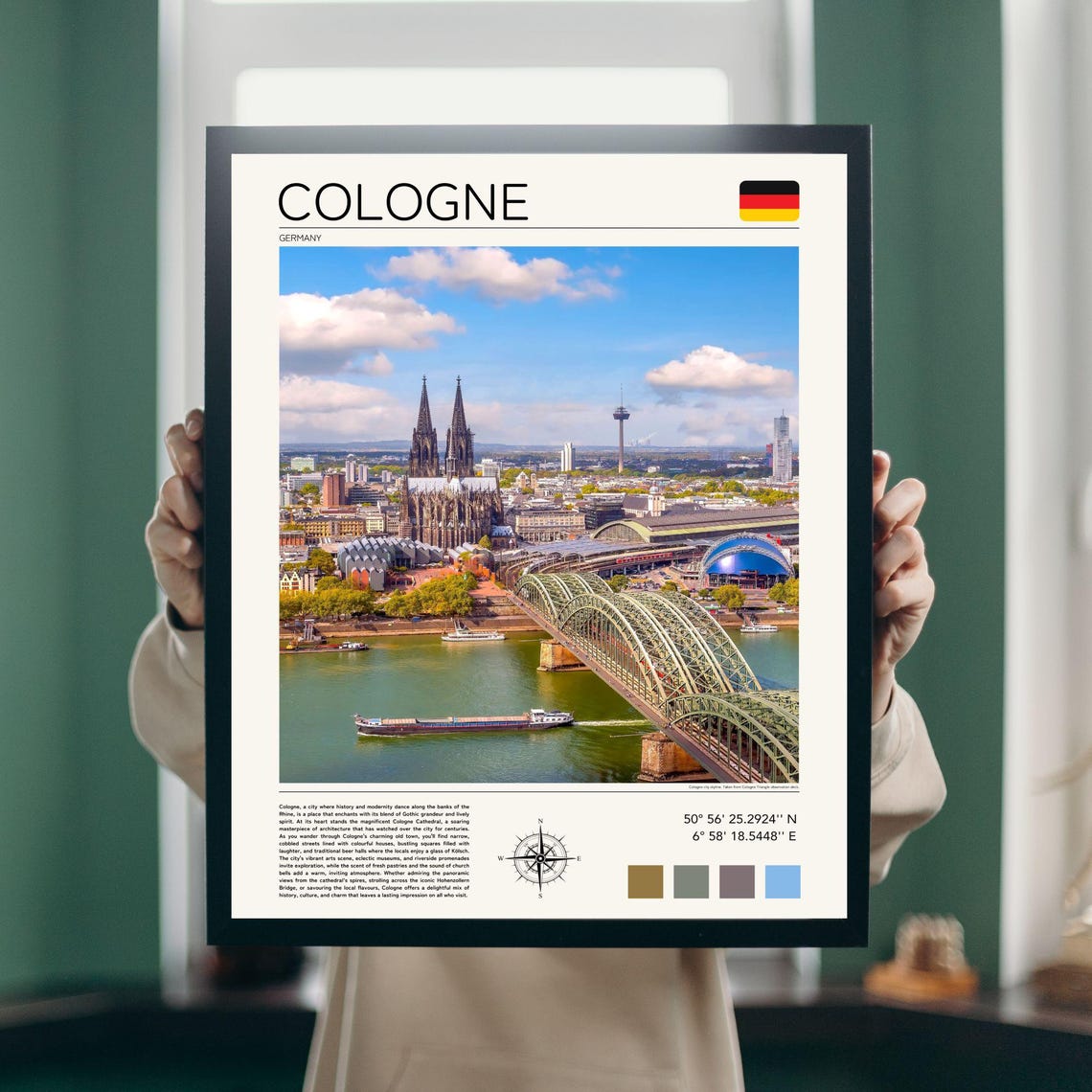 Cologne Germany Cathedral Hohenzollern Bridge Rhine Skyline Poster - Image 3