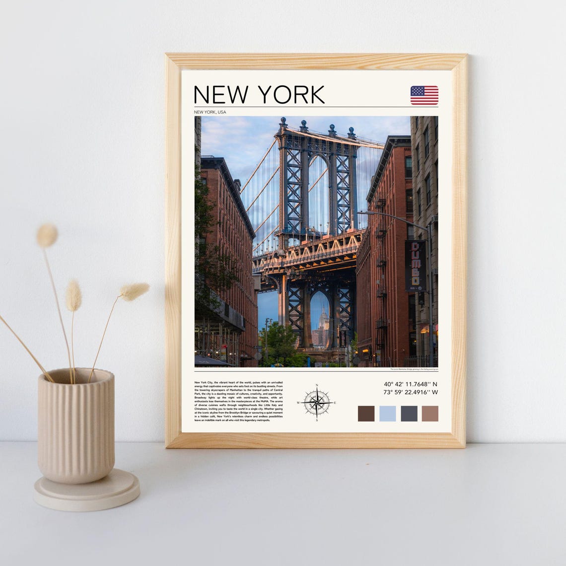 New York Poster Manhattan Bridge New York Print New York Wall Art Ny Photo Ny Poster Ny Print New York Photo Travel Poster - Image 4