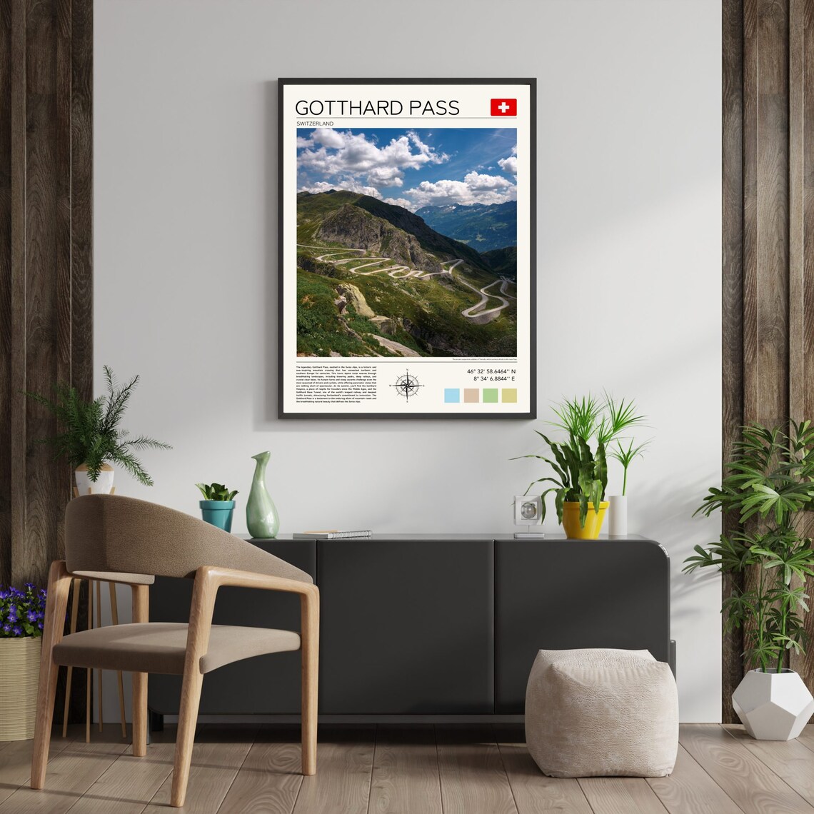 Gotthard Pass Travel Poster, Swiss Alps Landscape - Image 2