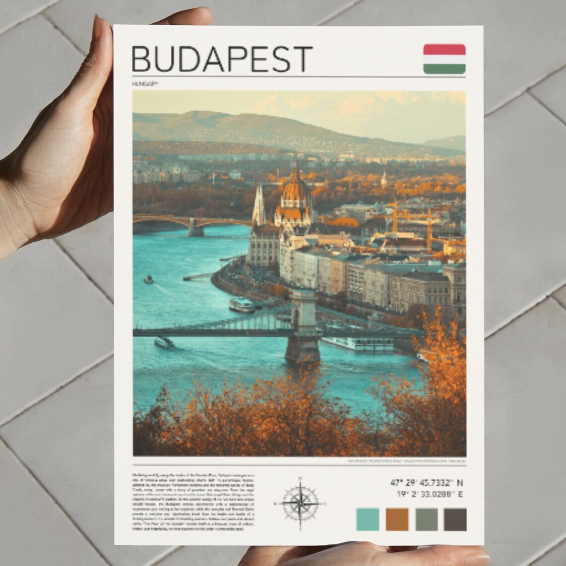 Budapest Hungary Danube River Parliament Cityscape Travel Poster - Image 2