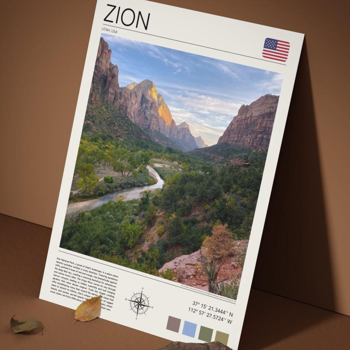 Zion National Park Utah Red Rock Canyon Scenic Overlook Poster - Image 5
