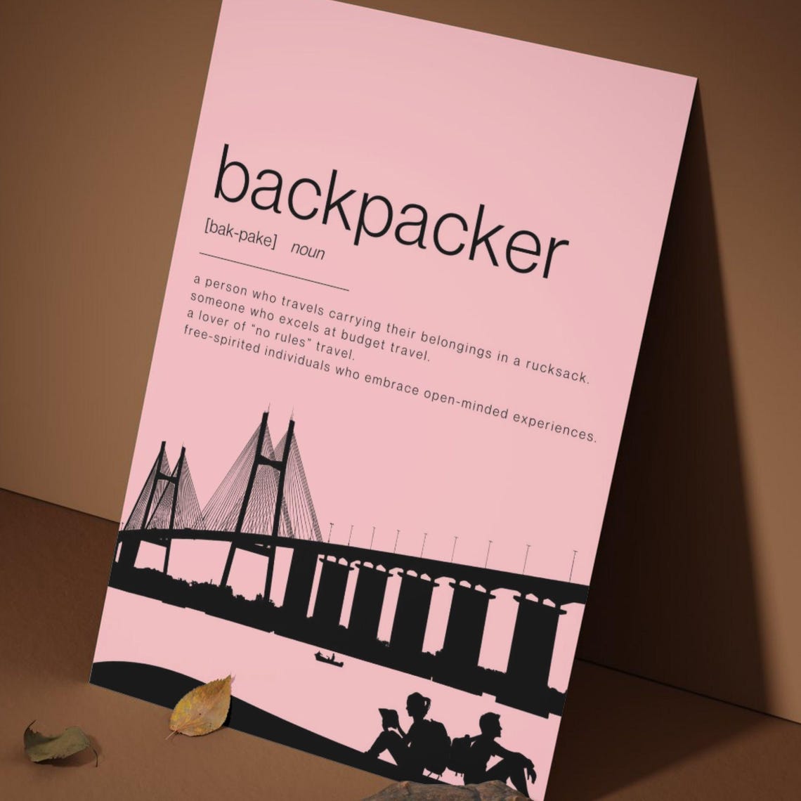 Backpacker Definition Traveler Dictionary Art Blue Adventure Poster - Image 5