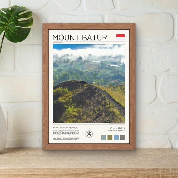 Mount Batur Print Mount Batur Poster Indonesia Travel Art Mount Batur Wall Art Mount Batur Bali Artwork Mt Batur Print
