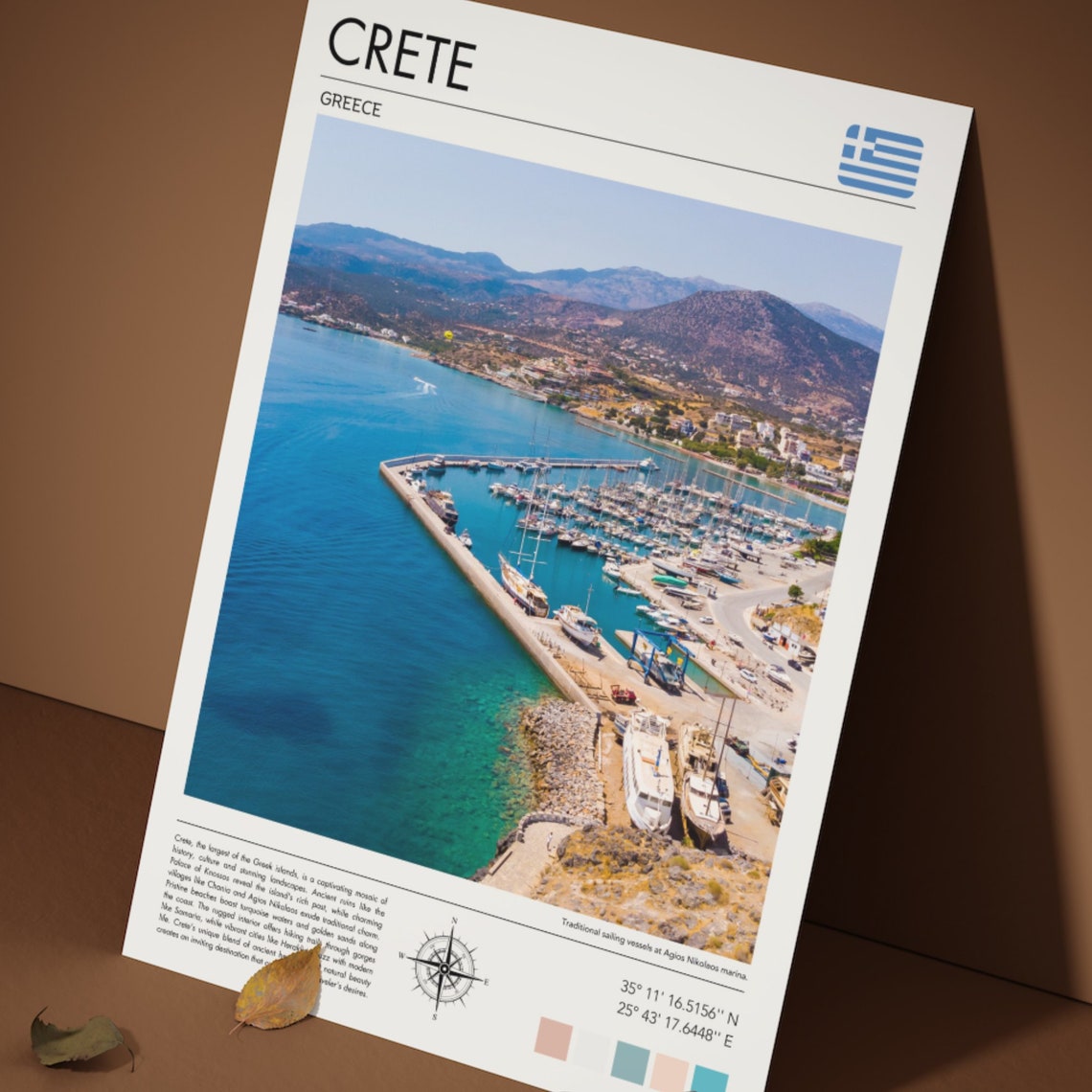 Crete Greece Agios Nikolaos Marina Sailing Boats Harbor View Poster - Image 3