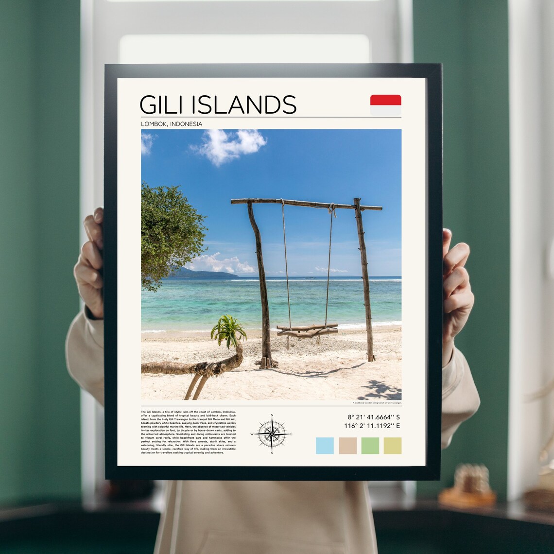 Gili Islands Travel Poster, Lombok Beach Photo - Image 2