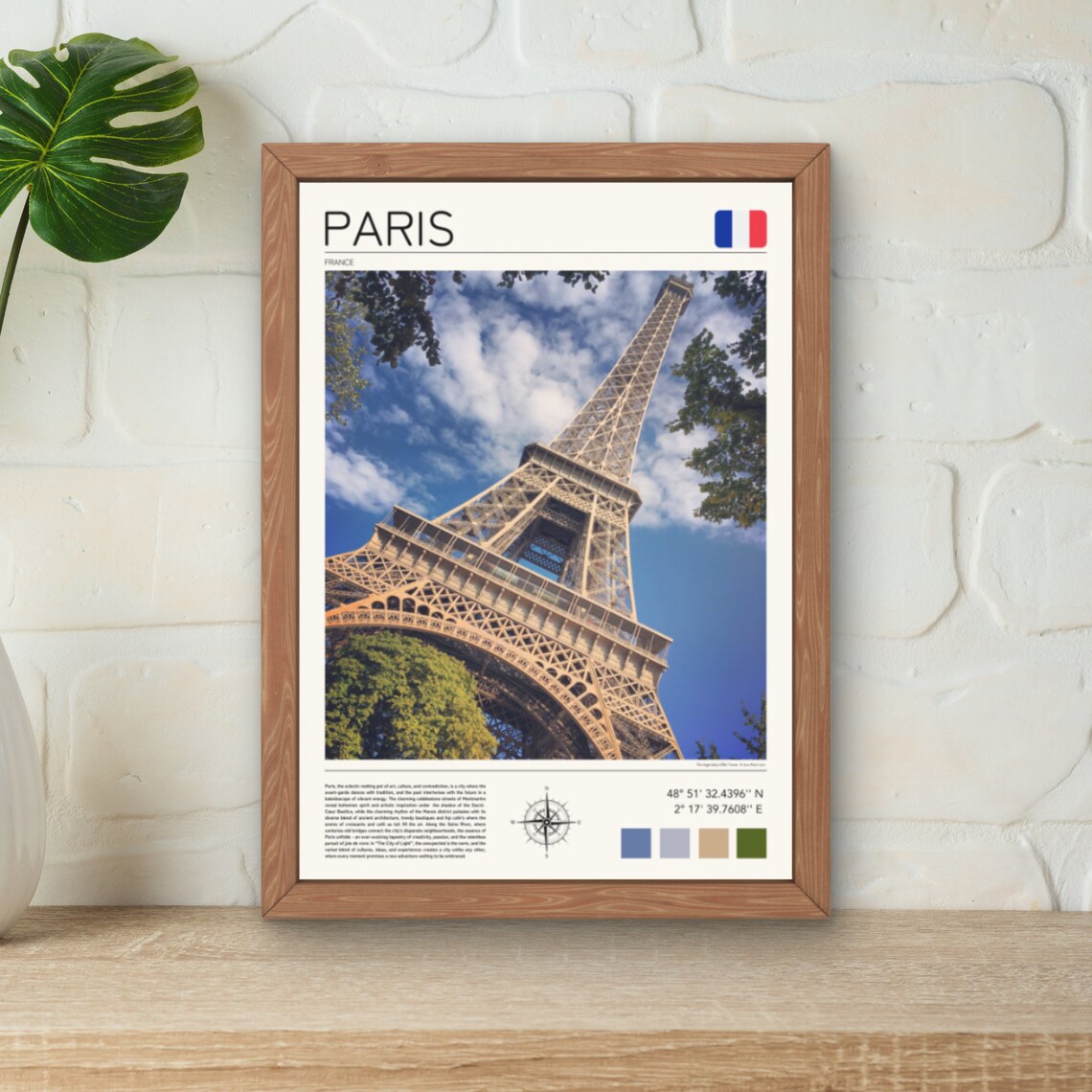 Paris Eiffel Tower France Iconic Landmark City Travel Poster