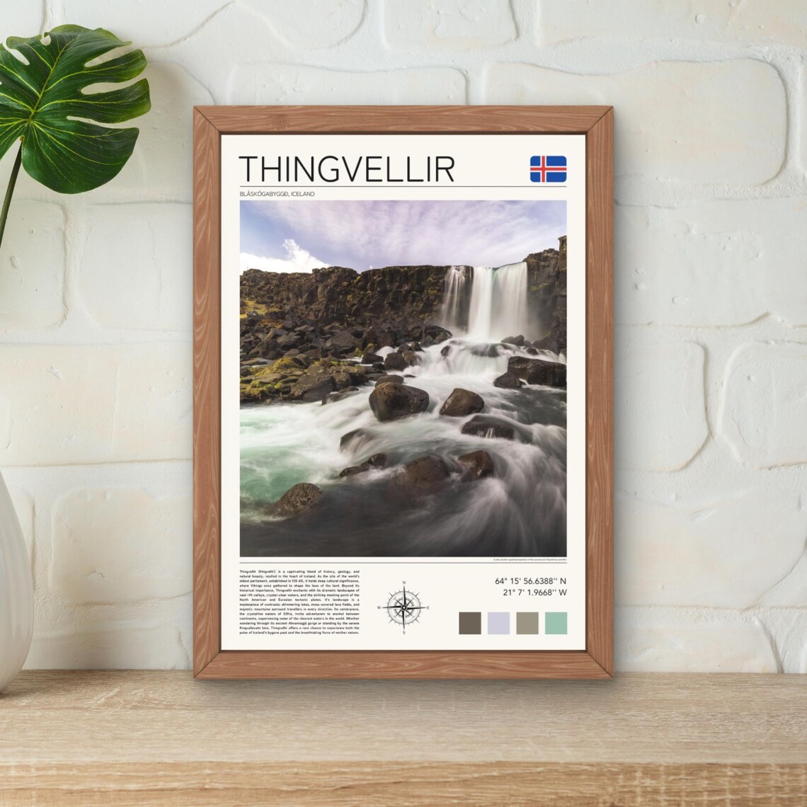 Thingvellir National Park and Oxararfoss Art Print
