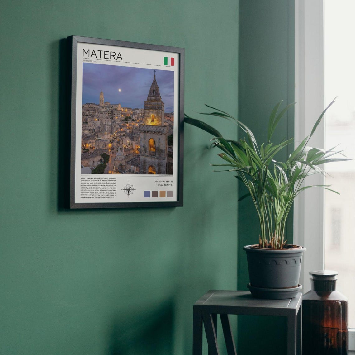 Matera Italy Sassi Cave Houses Basilicata Evening Lights Poster - Image 2