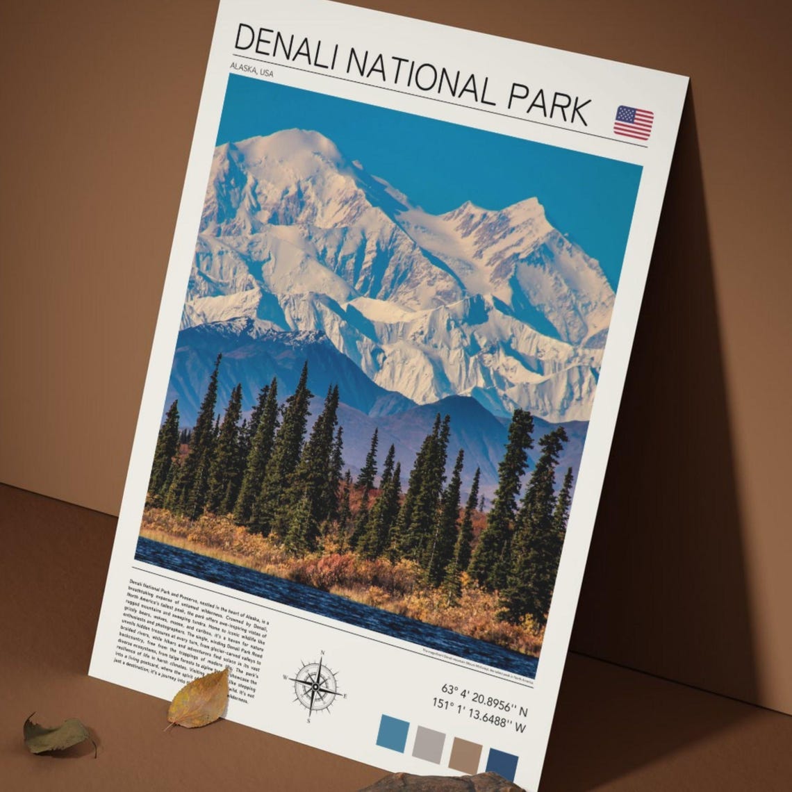 Denali National Park Snowcapped Mountain Alaska Wilderness Poster - Image 5