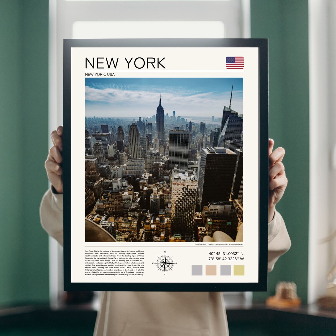 New York City Manhattan Skyline Daytime Minimalist Travel Poster - Image 2