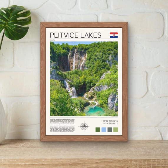 Plitvice Print Plitvice Lakes Print Plitvice Lakes National Park Art Plitvice Wall Art Plitvice Croatia Print Waterfall Artwork