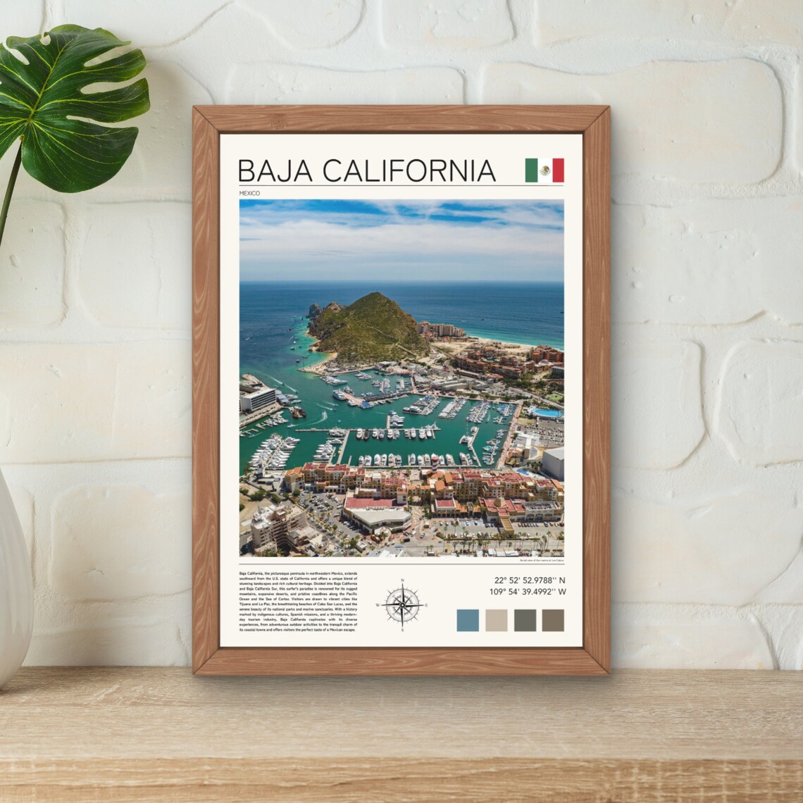 Baja California Mexico Aerial Marina Harbor Coastline View Poster