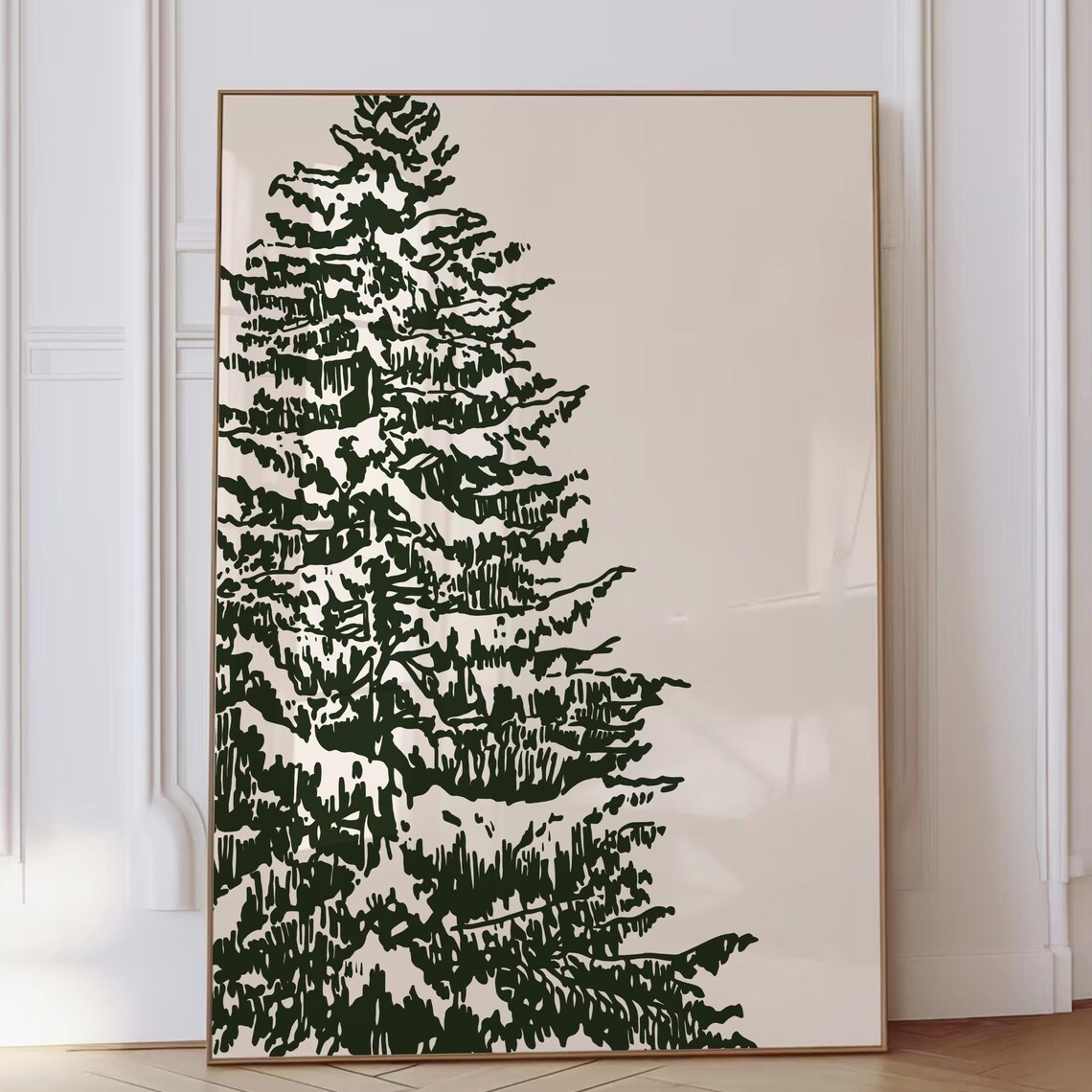 Trendy Christmas Print Winter Poster Minimalist Green Typography Simple Cute Xmas Decor Christmas Tree