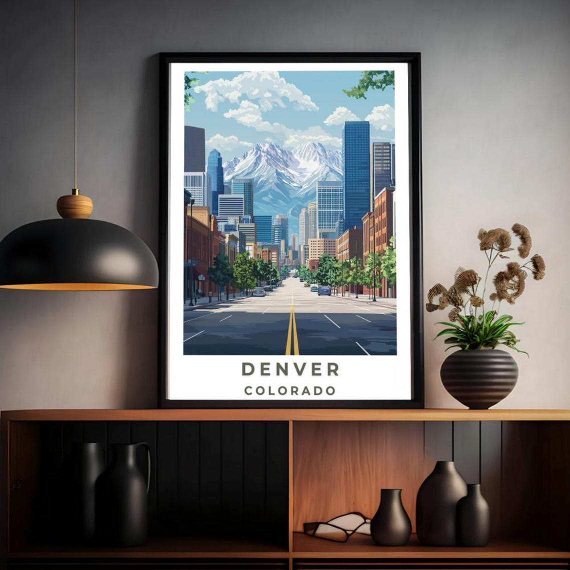 Denver Colorado Skyline Rocky Mountains Downtown Travel Poster - Image 4