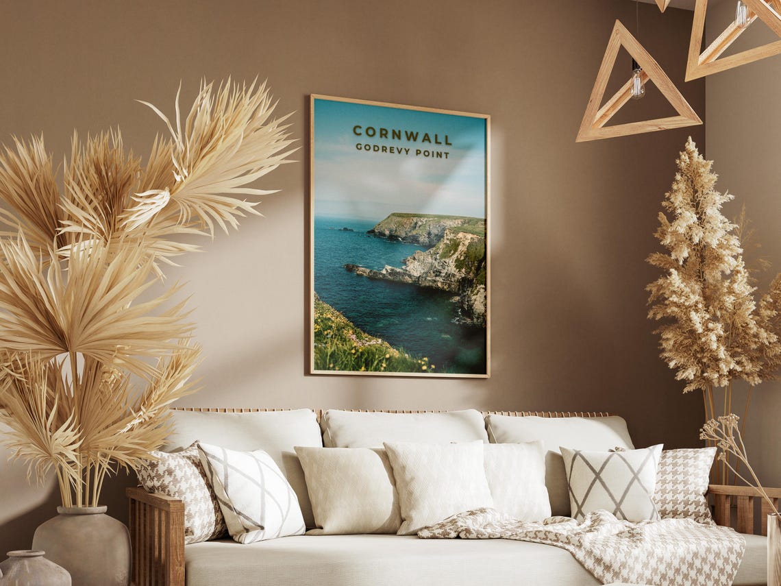 Cornwall Godrevy Point Coastal Cliffs Ocean View Travel Poster - Image 2