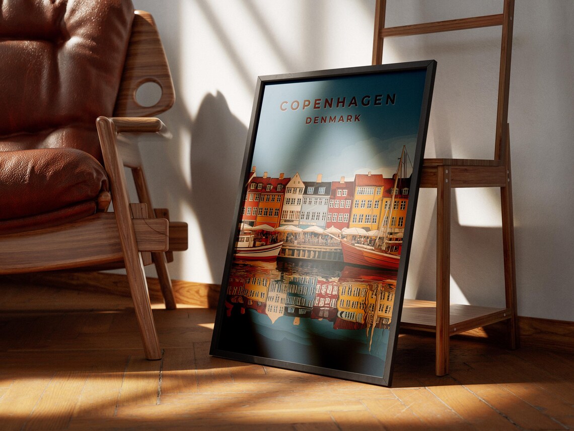 Copenhagen Nyhavn Vintage Travel Poster, Denmark - Image 2