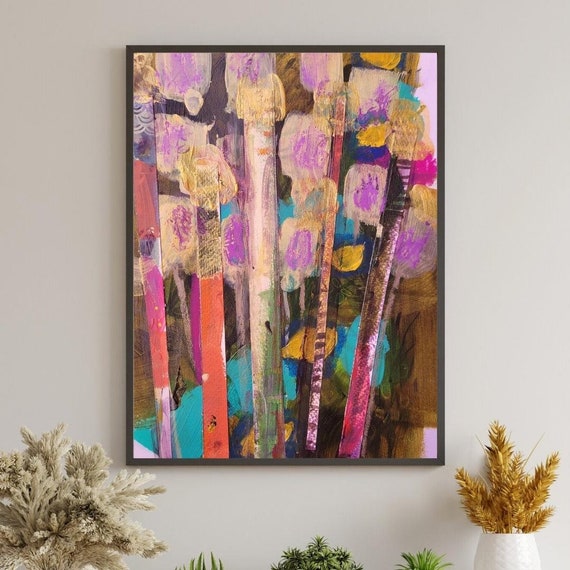 Colorful Abstract Art Poster Geometric Mixed Media Modern Vibrant Wall Art Expressive Print Bold Contemporary Art Vivid Color Art Print