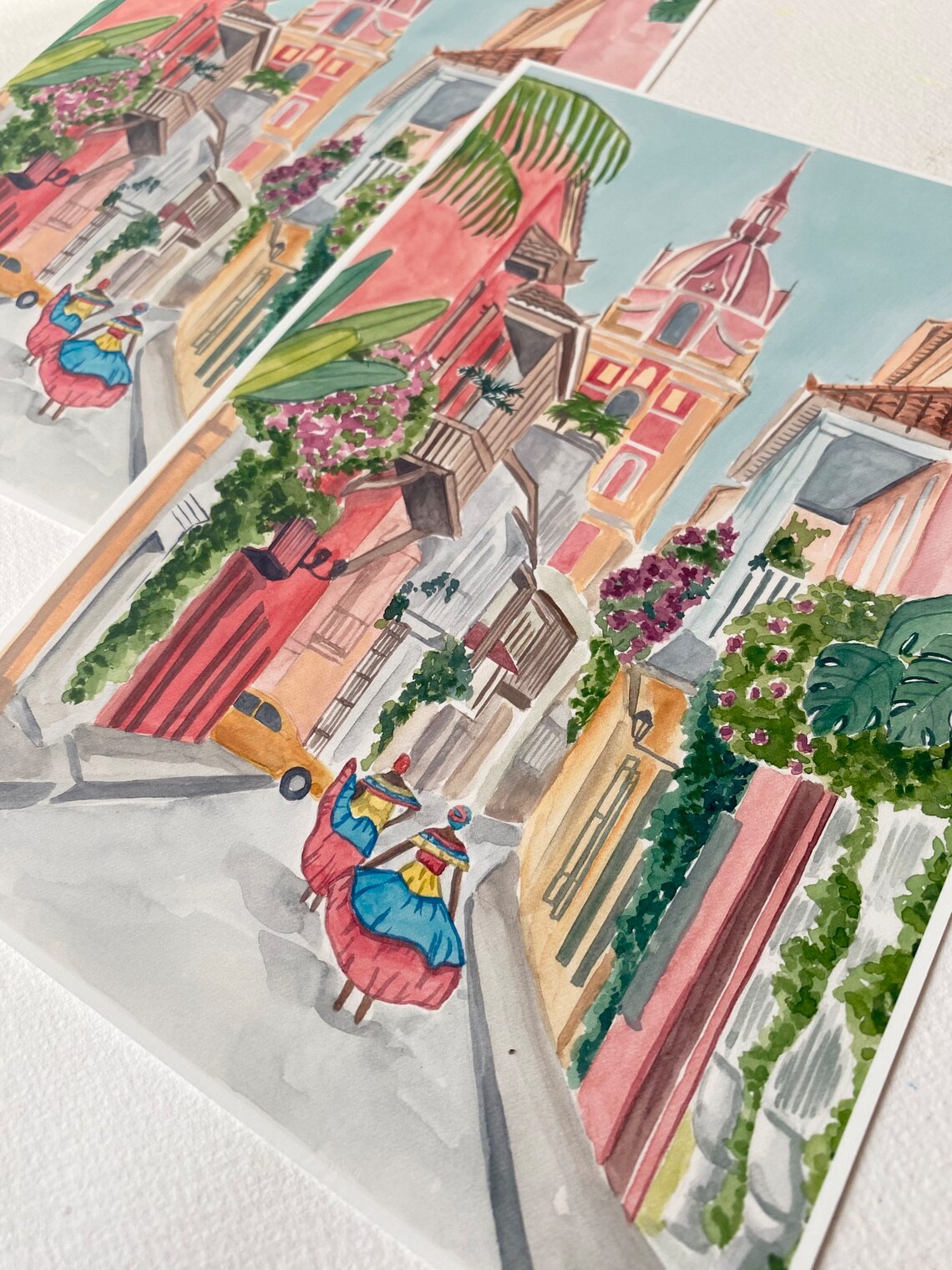 Cartagena, Colombia Cityscape Travel Poster Print - Image 2