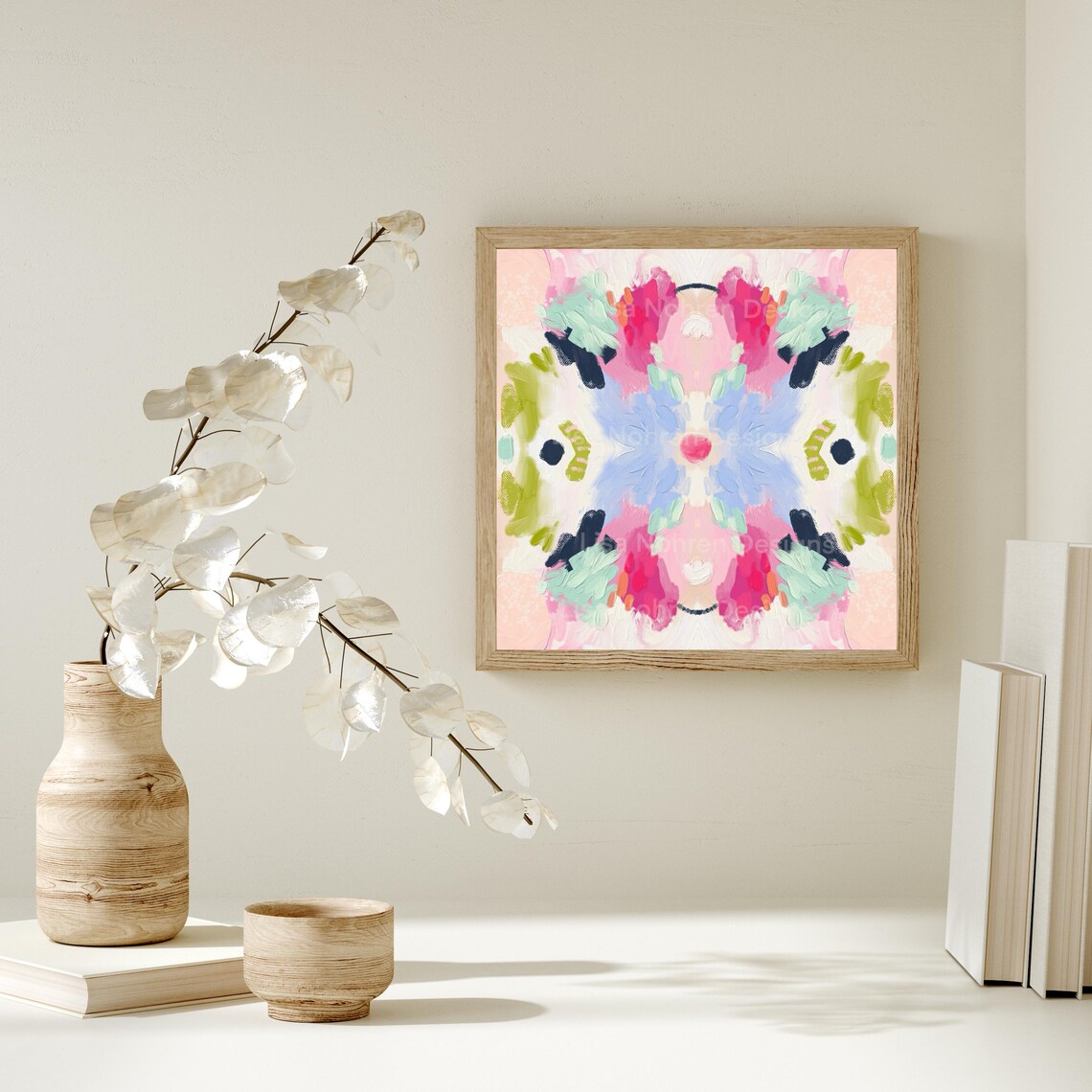 Radiant Pastel Kaleidoscope Mandala Soft Hues Abstract Art Poster