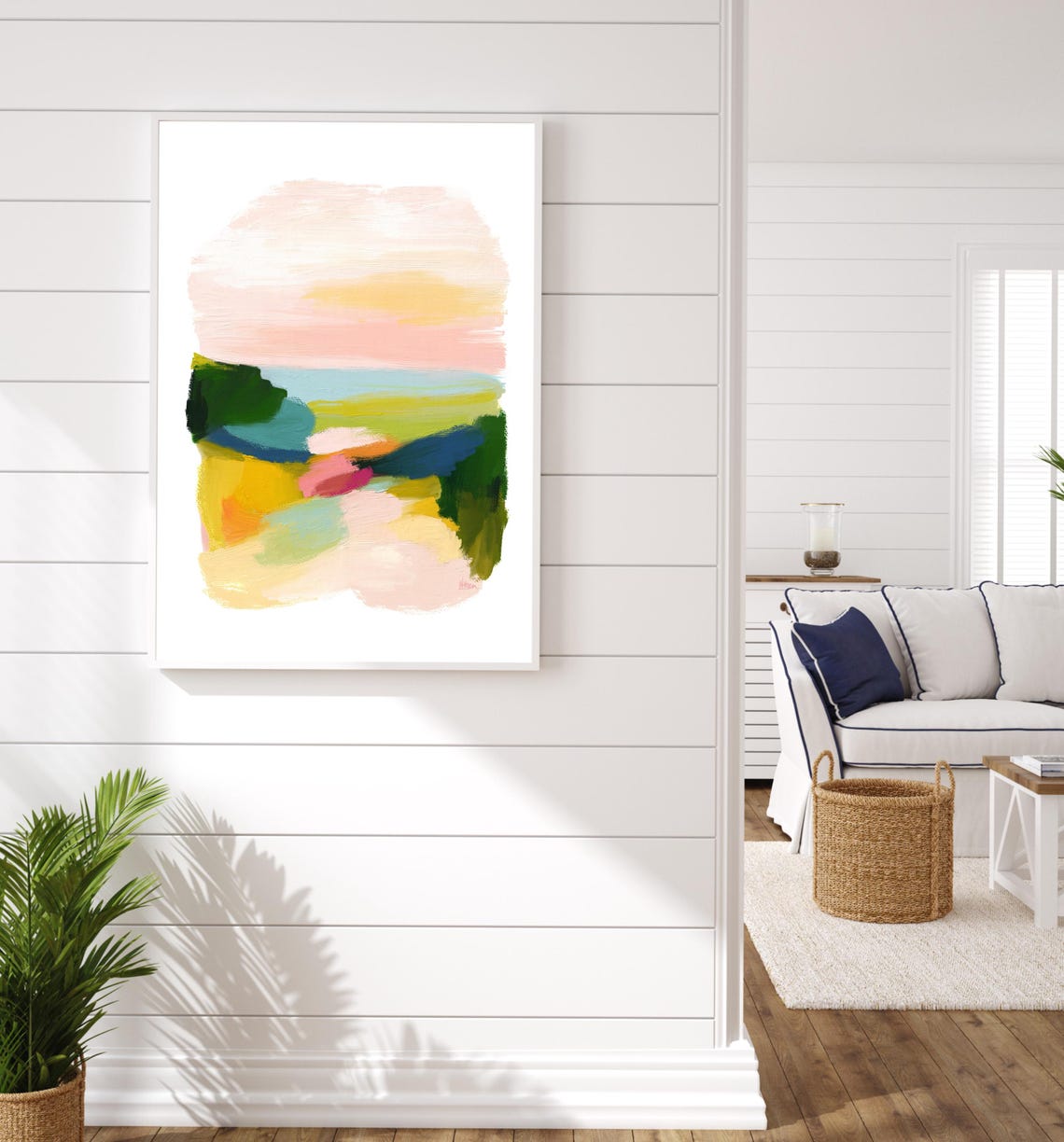 Colorful Abstract Coastal Landscape Pastel Modern Art Print Decor