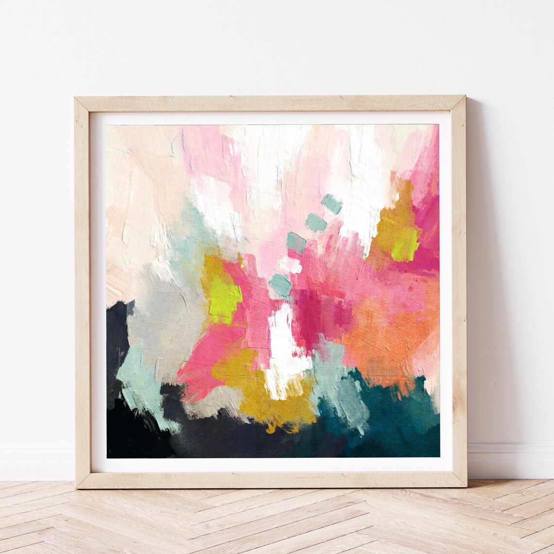 Colorful Square Abstract, Minimalist Modern Art Print