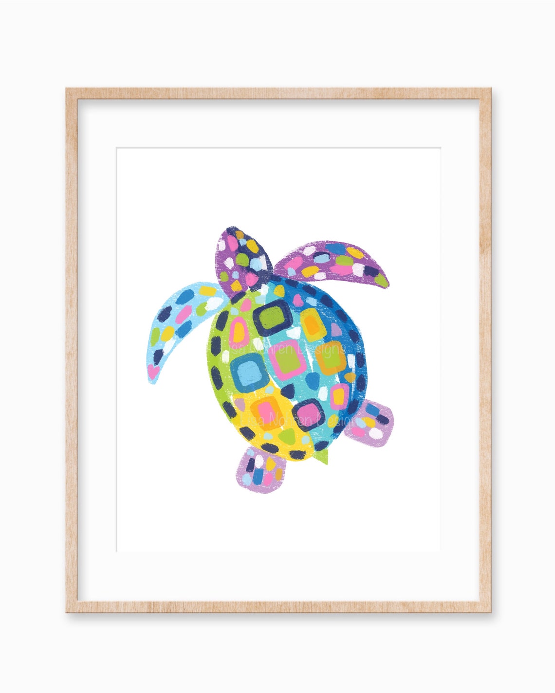 Colorful Turtle Illustration, Kids Nursery Decor