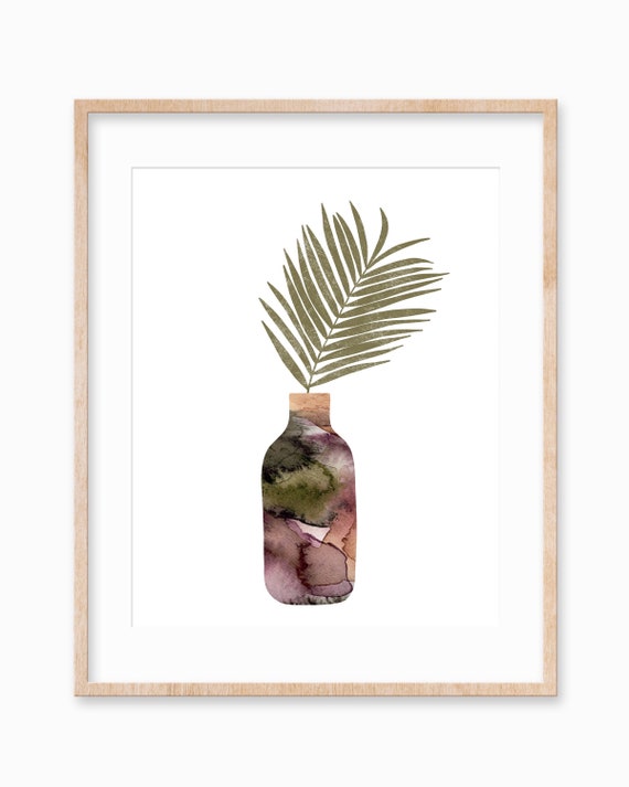 Watercolor Abstract Plant Floral Botanical Tropical Palm Leaves