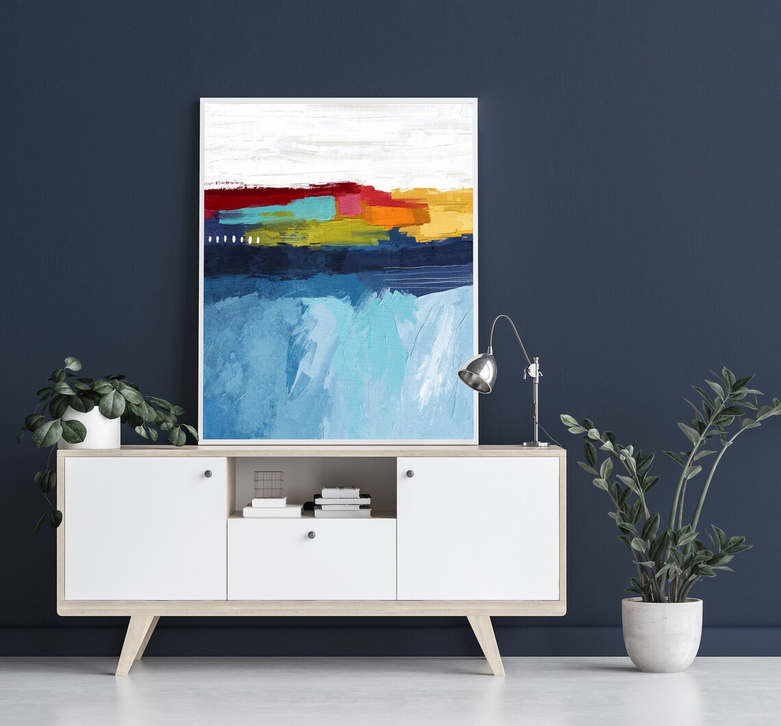 Blue Abstract, Modern Minimalist Home Decor