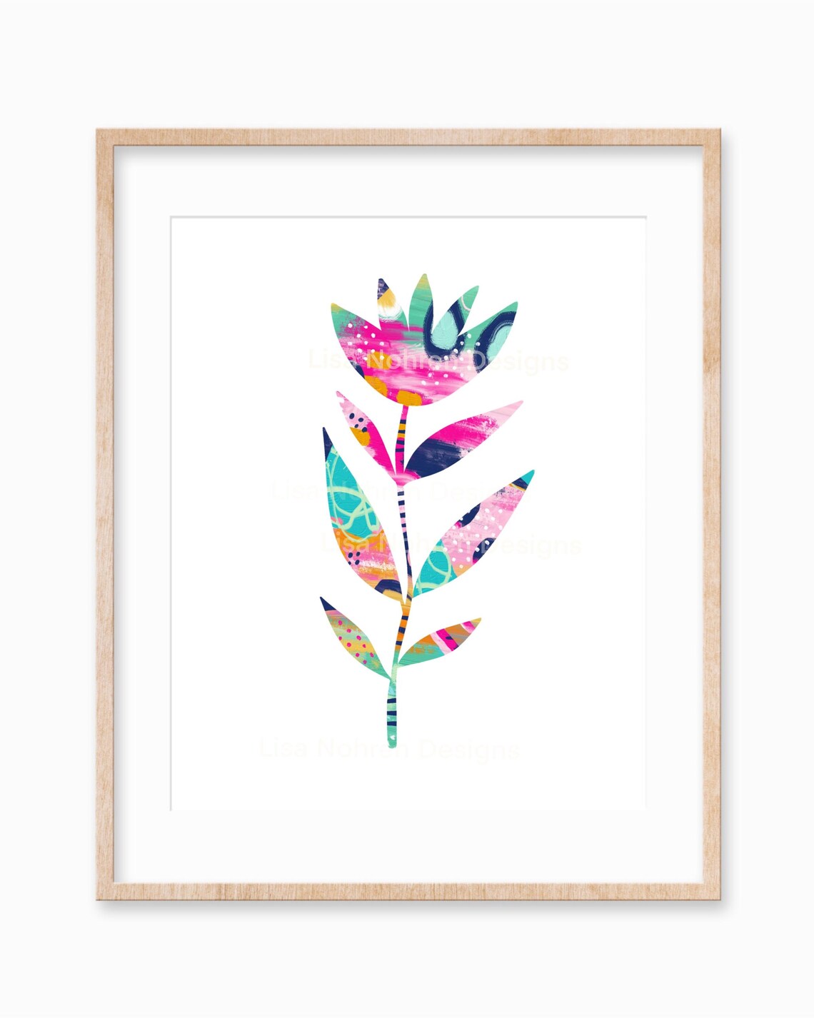 Colorful Flower Stem Abstract Floral Nursery Art
