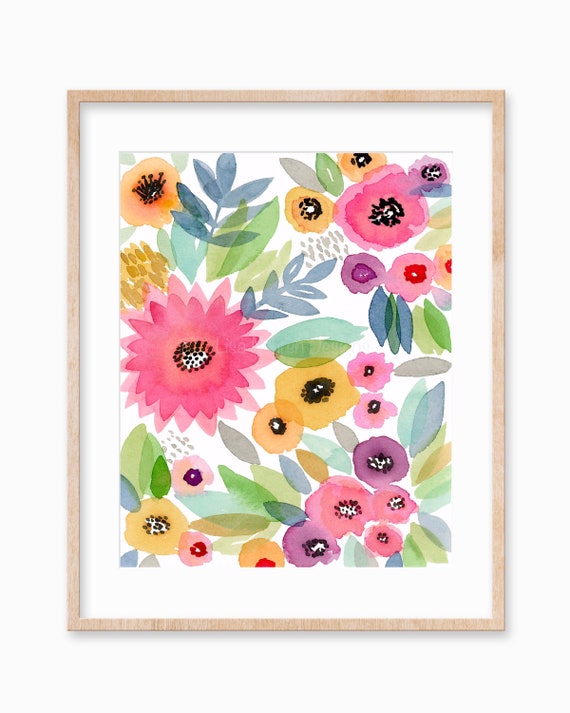 Watercolor Floral Nursery Kids Painting