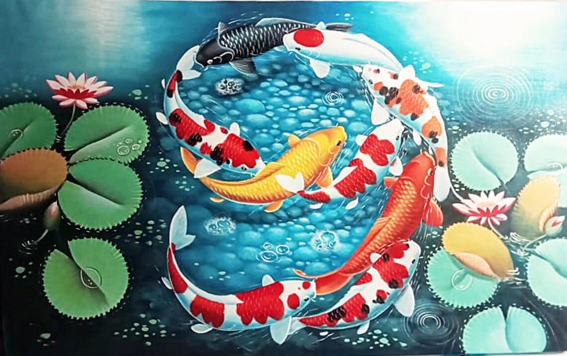 Koi Fish Painting, Number 9 Formation Landscape - Image 3