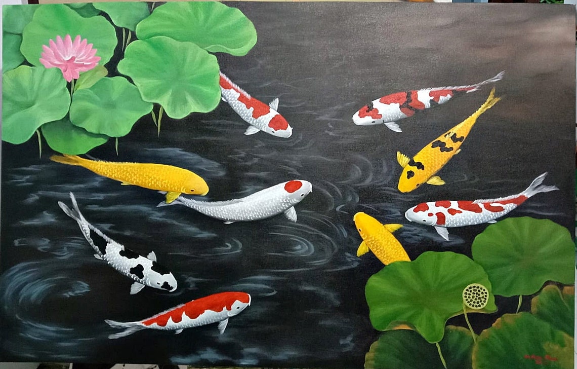 9 Koi Fish Painting With Charming Shape - Image 5