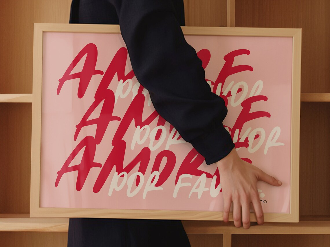 Amore Por Favor Print Pink Love Poster Pink Mon Amour Print Pink Music Wall Art Trendy Wall Art Print - Image 5