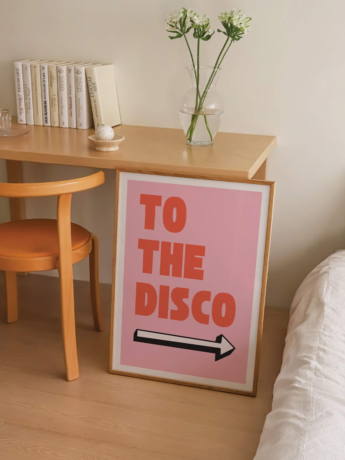 To The Disco Retro Word Poster, Pink Decor