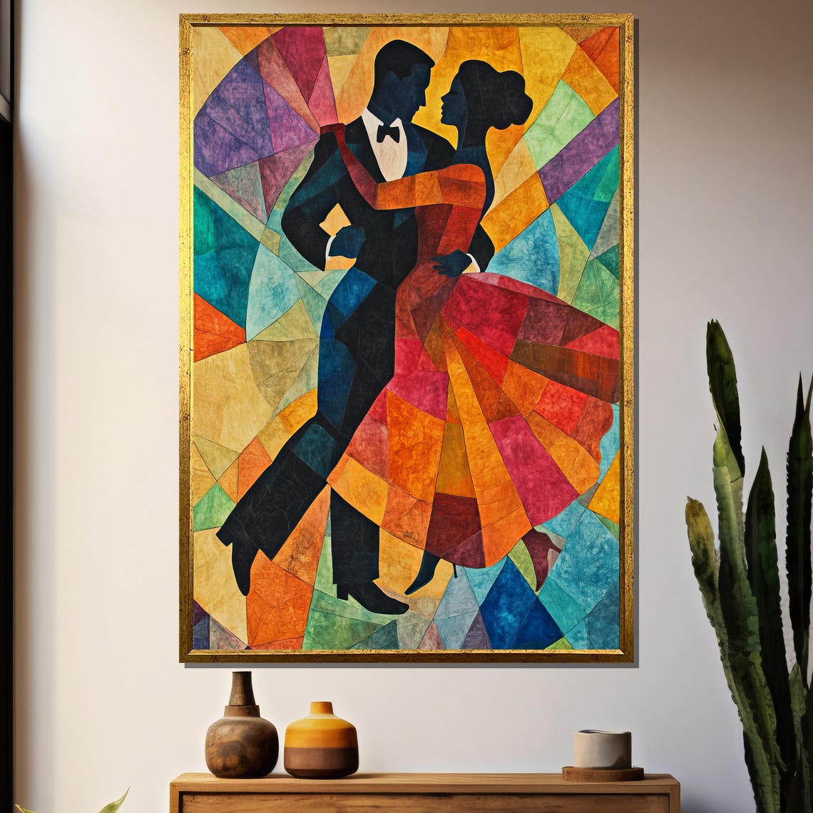 Cubist Ballroom Dance, Abstract Couple Dancing