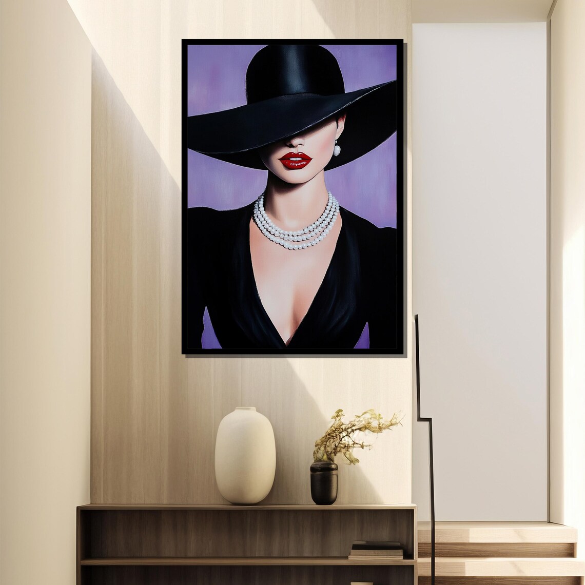 Elegant Woman With Pearl Necklace Portrait, Gift - Image 2
