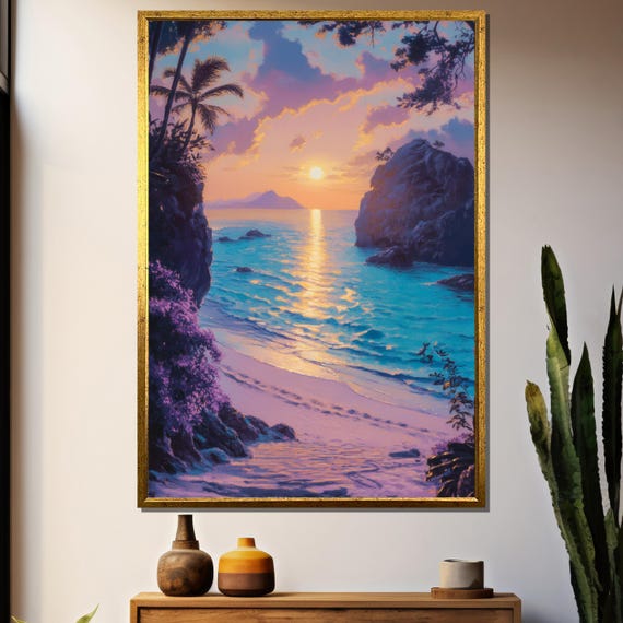 Tropical Beach Sunset Seascape Art Print