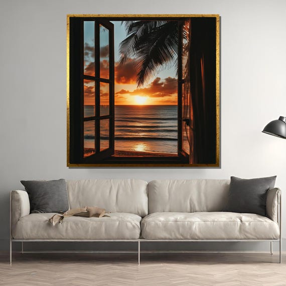 Tropical Ocean Sunrise View From Open Window