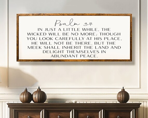 Psalm 37 The Meek Shall Inherit The Land Scripture Farmhouse Wall Art Poster