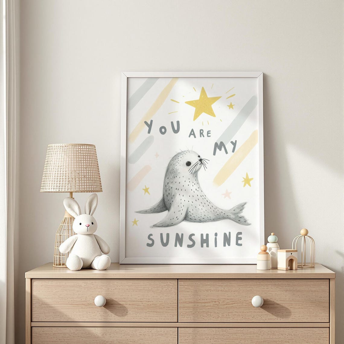 You Are My Sunshine Seal Quote Print Bright Nursery Wall Art