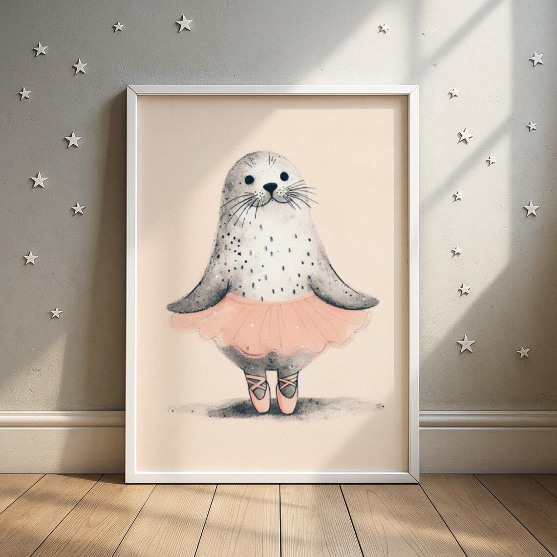Ballerina Seal Nursery Art Print, Ballet Decor