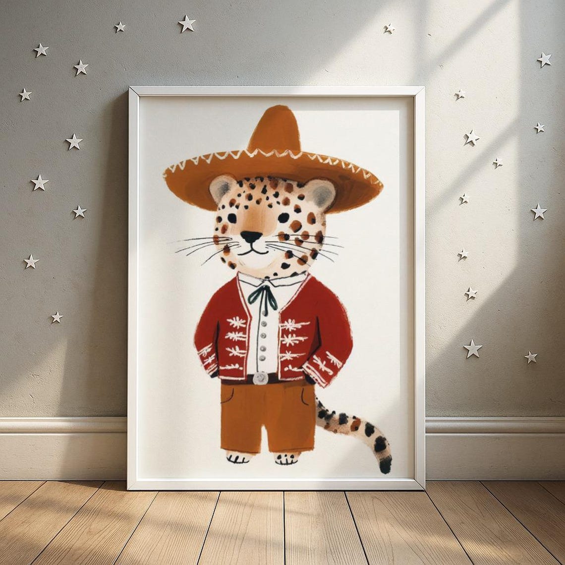Dapper Leopard In Sombrero And Mariachi Jacket Nursery Poster