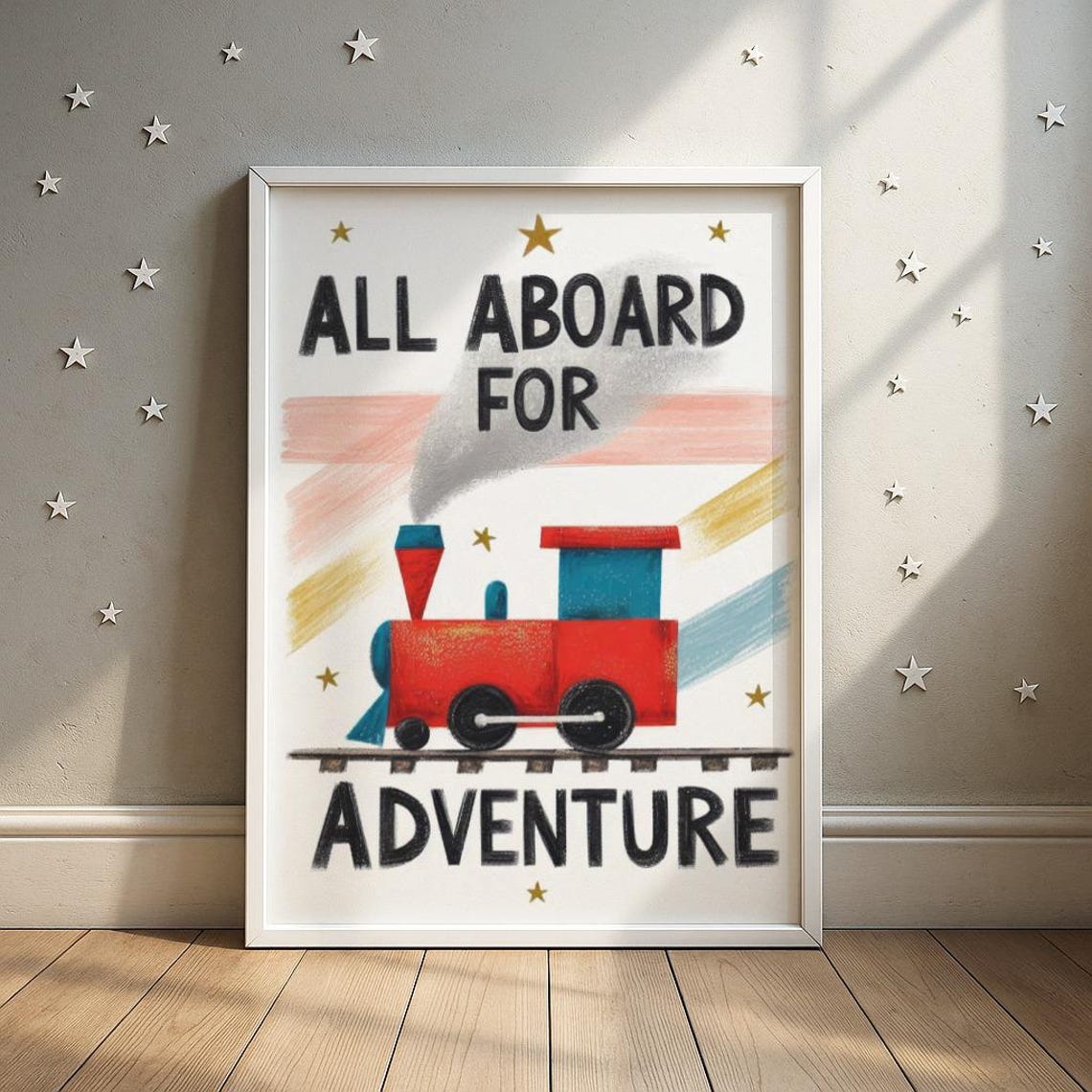 All Aboard For Adventure Red Train Nursery Room Quote Wall Art