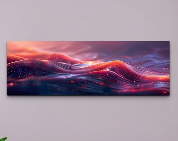 Abstract Wave Print Modern Wall Art Waves Contemporary Artwork Poster Gift For Art Lovers Panoramic Ready To Hang