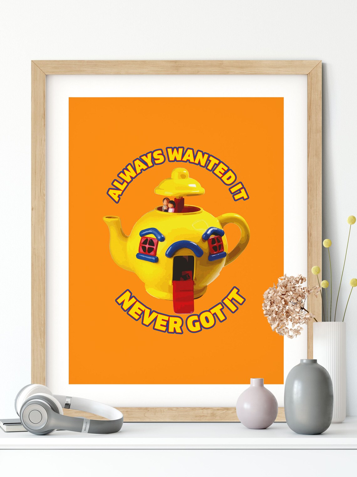 Big Yellow Teapot Retro 80s Art Print