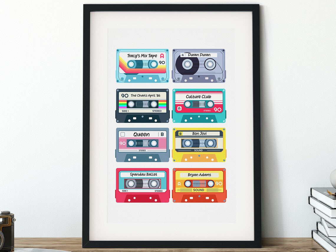 Personalised Cassette Tape Playlist Retro Poster