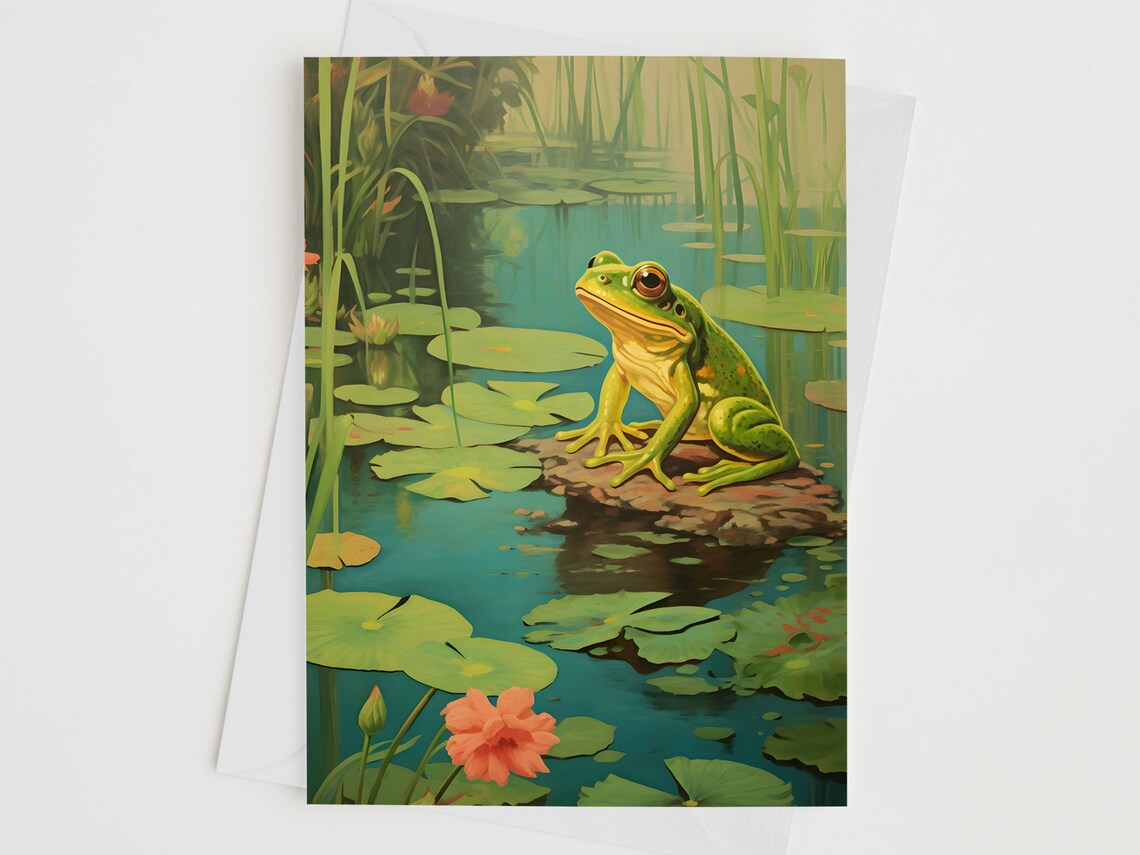 Frog Mid-Century Animal Lover Birthday Art Print