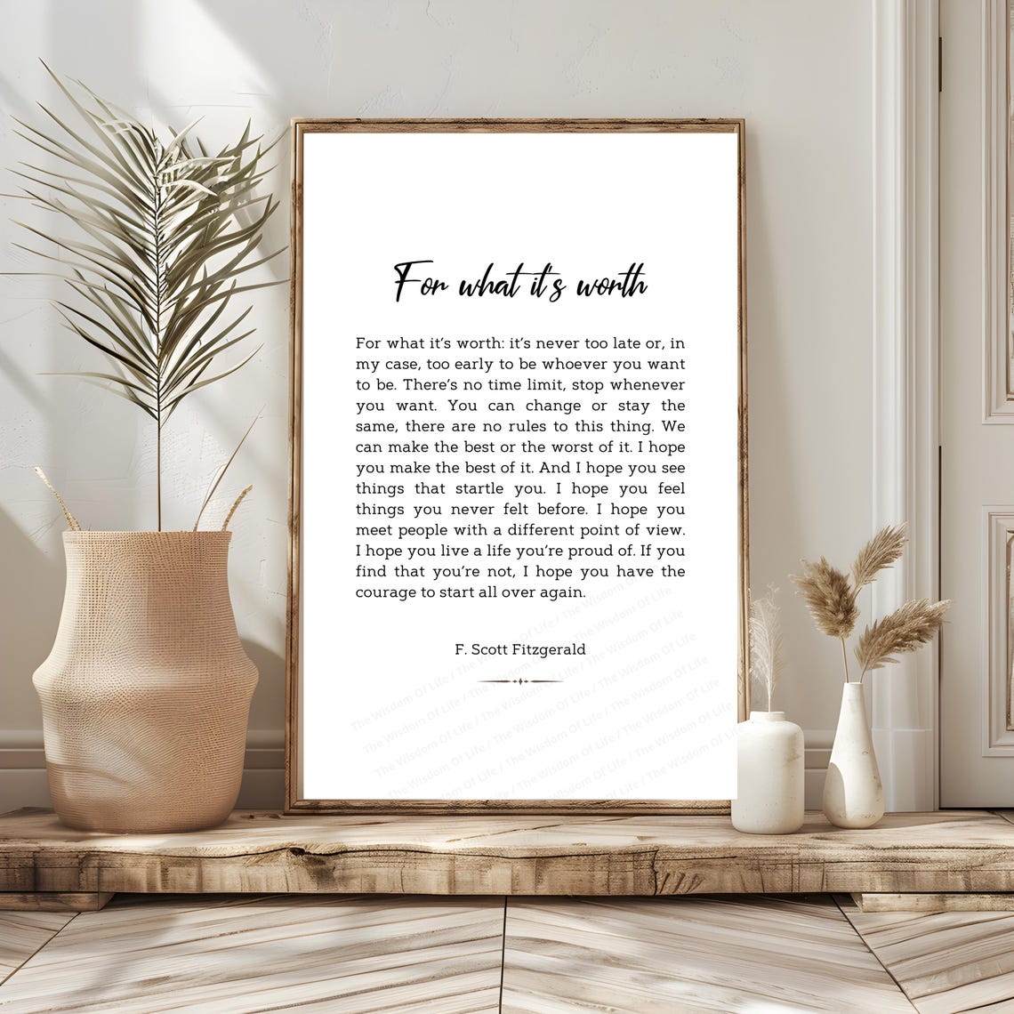 For What It Is Worth F Scott Fitzgerald Inspirational Quote Print - Image 4